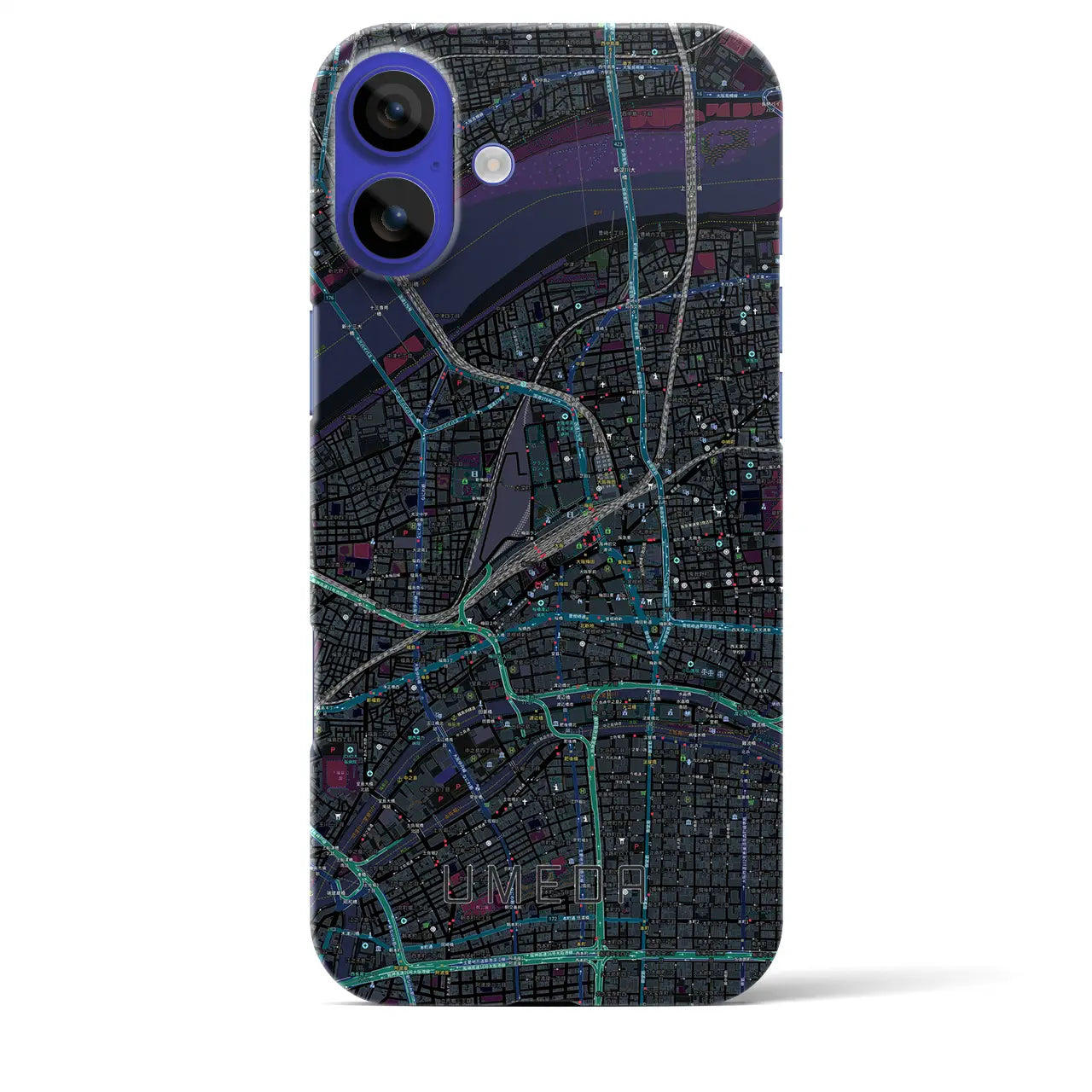 【梅田(大阪府)】地図柄iPhoneケース(バックカバータイプ)