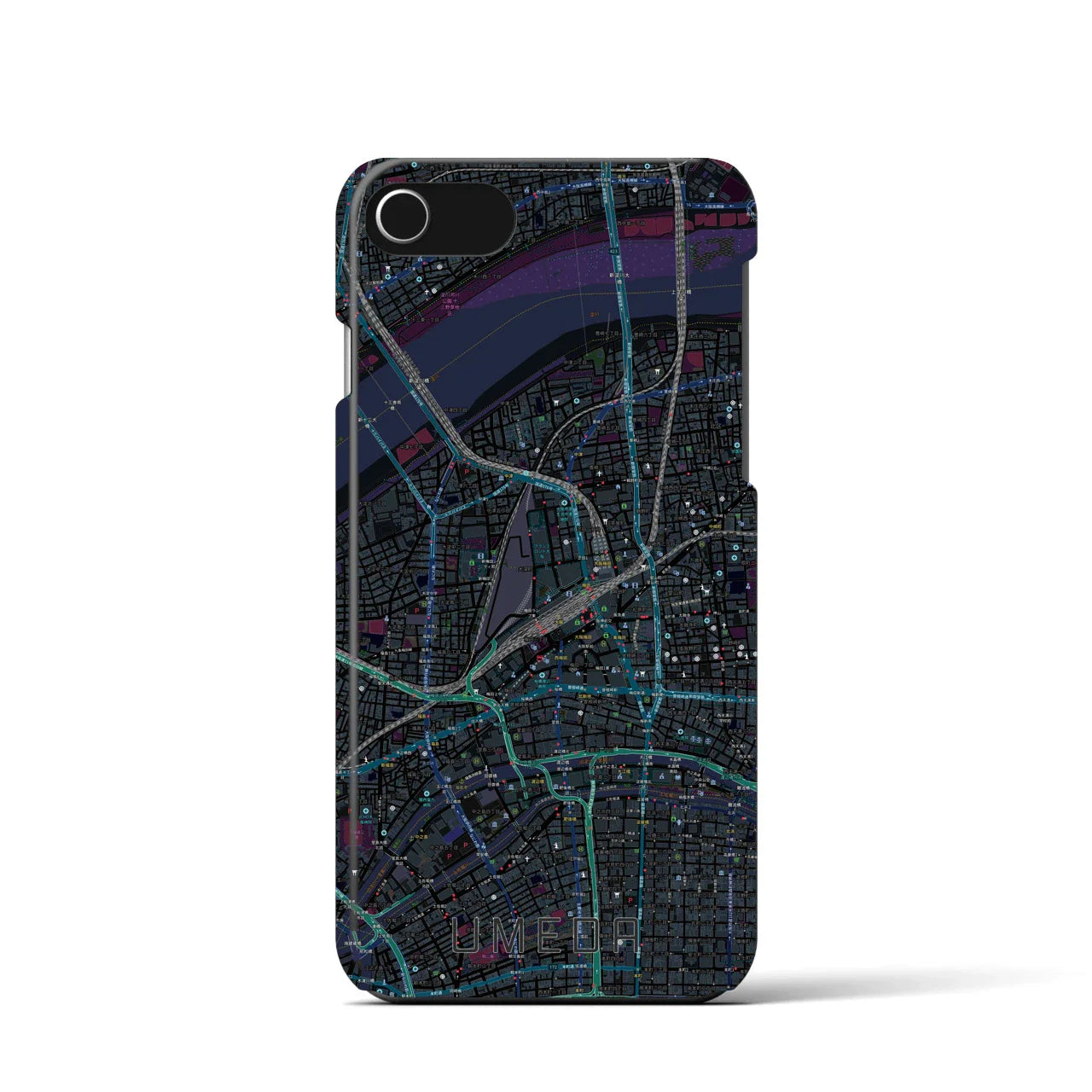 【梅田(大阪府)】地図柄iPhoneケース(バックカバータイプ)