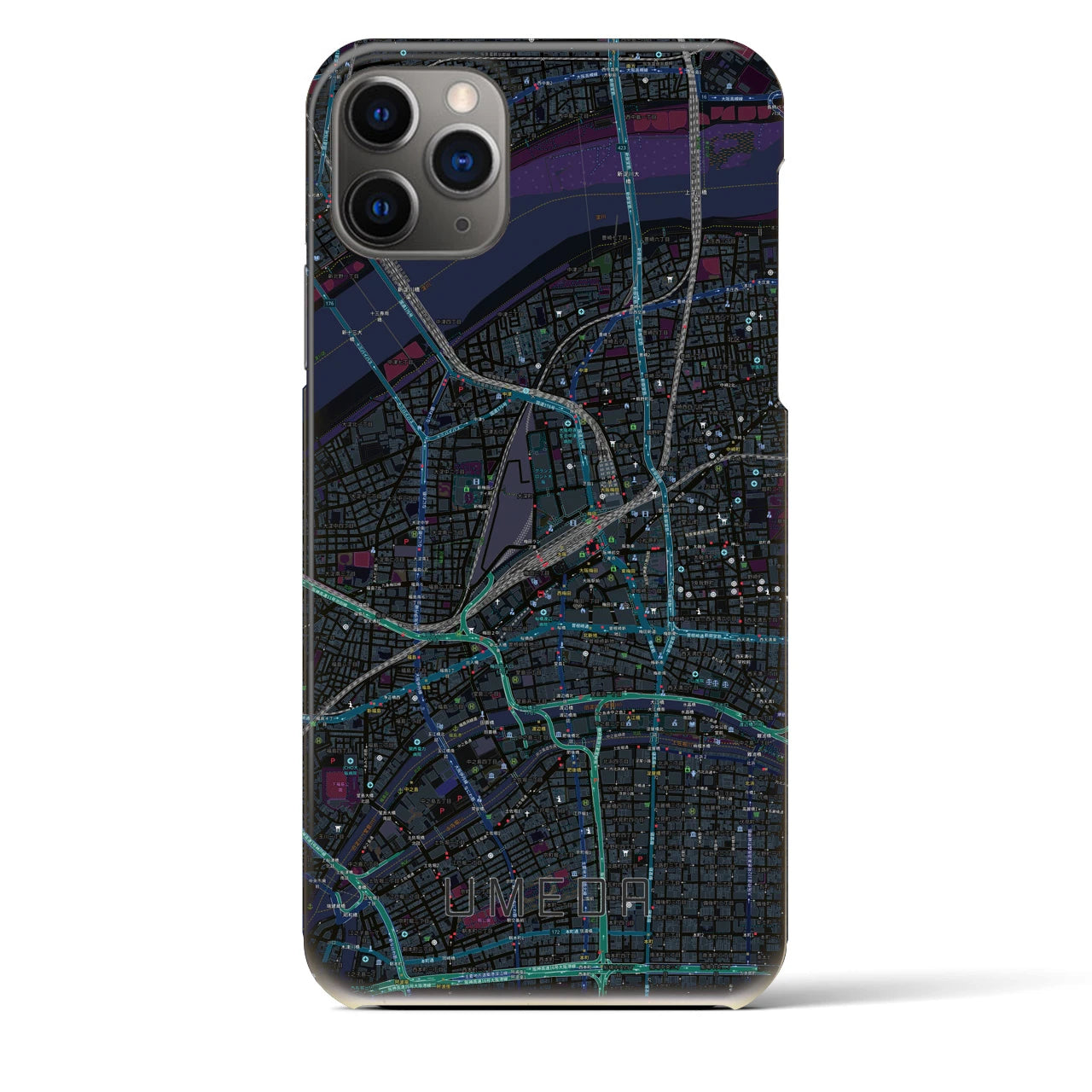 【梅田(大阪府)】地図柄iPhoneケース(バックカバータイプ)