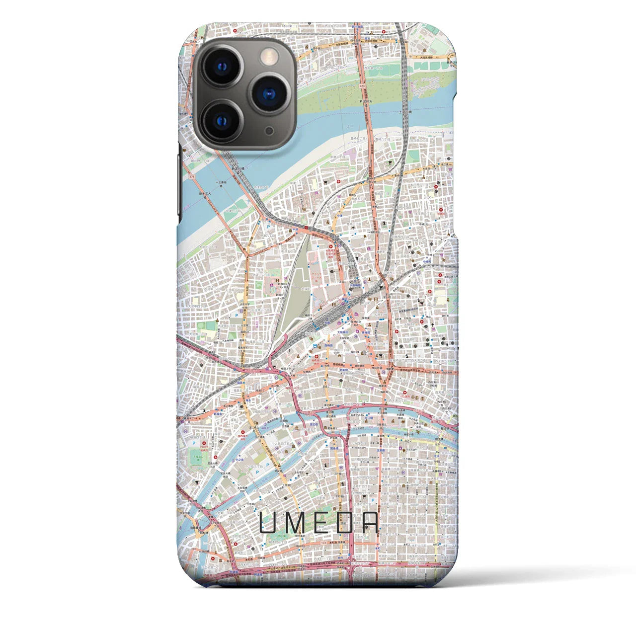 【梅田(大阪府)】地図柄iPhoneケース(バックカバータイプ)