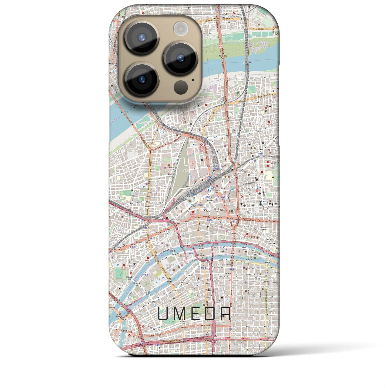 【梅田(大阪府)】地図柄iPhoneケース(バックカバータイプ)