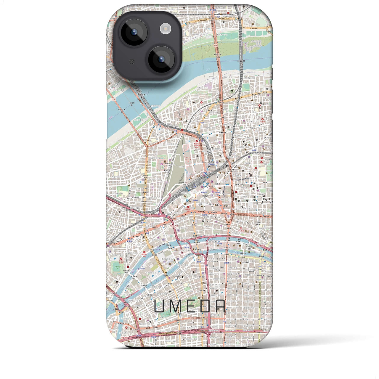 【梅田(大阪府)】地図柄iPhoneケース(バックカバータイプ)