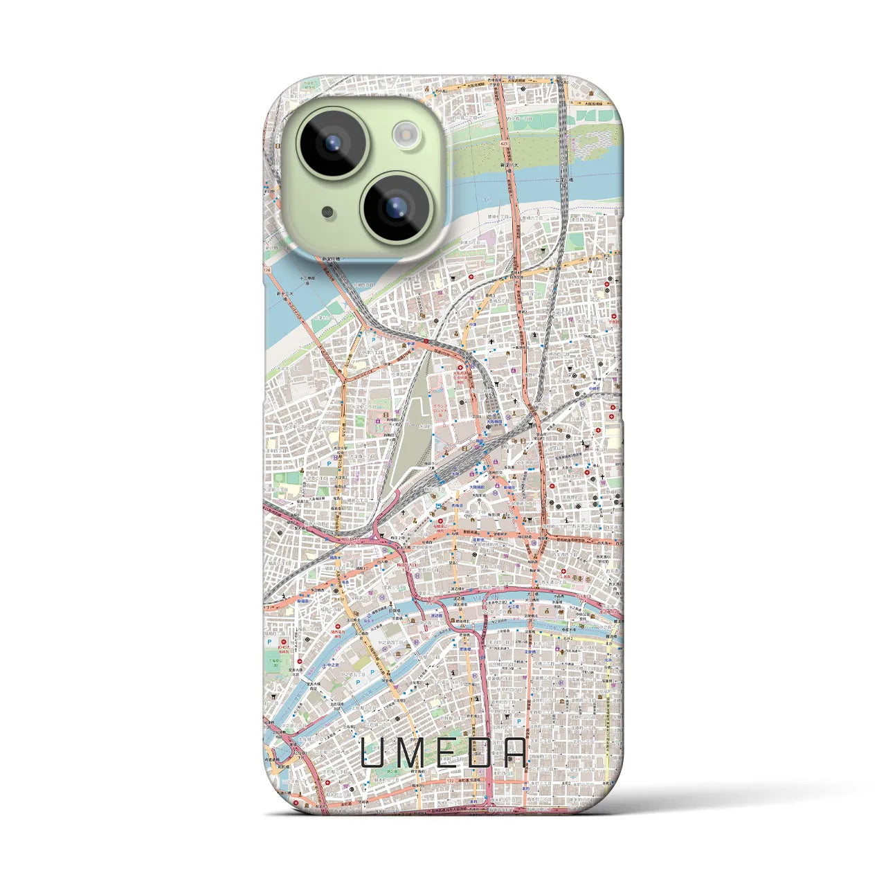 【梅田(大阪府)】地図柄iPhoneケース(バックカバータイプ)