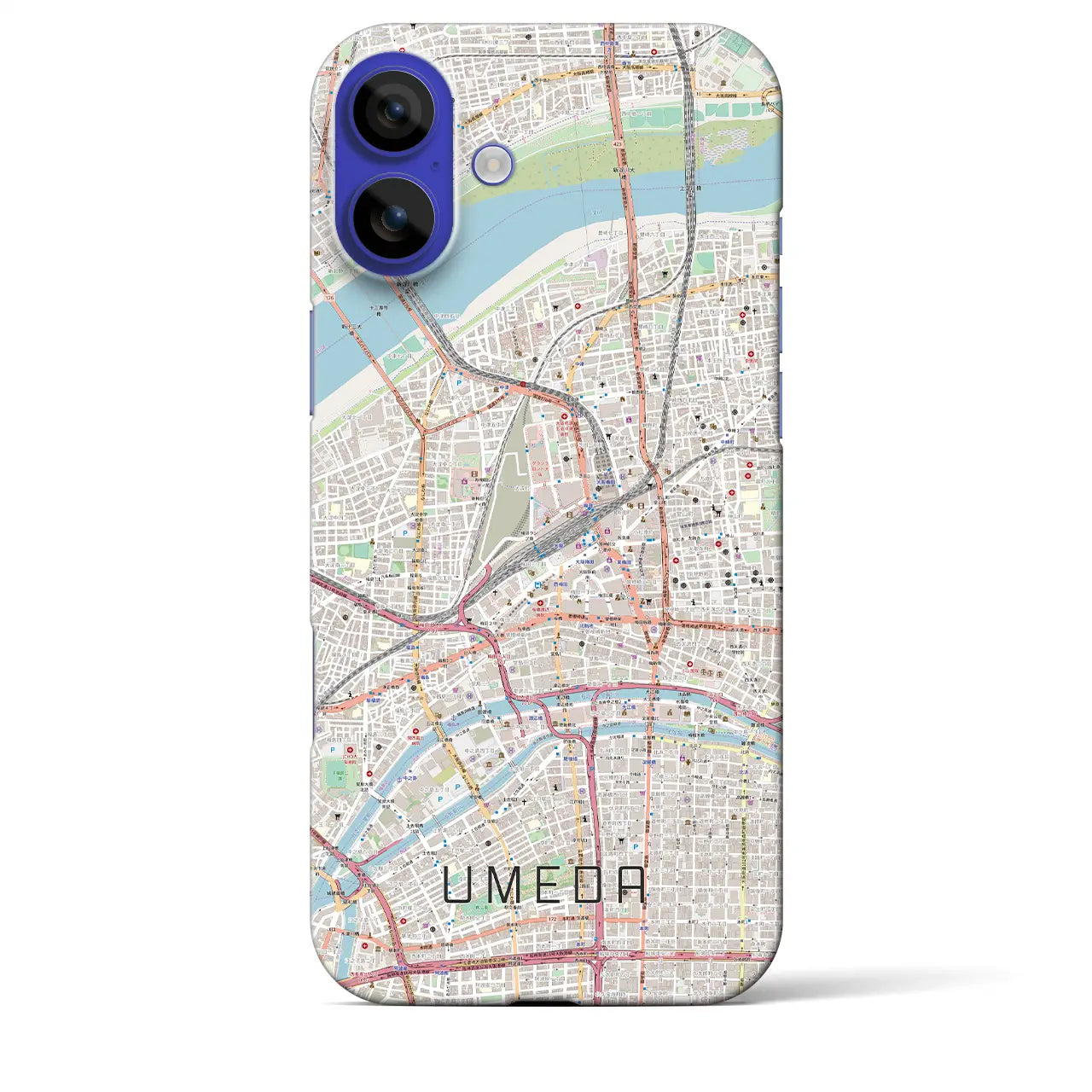 【梅田(大阪府)】地図柄iPhoneケース(バックカバータイプ)ナチュラル・iPhone 16 Pro Max 用