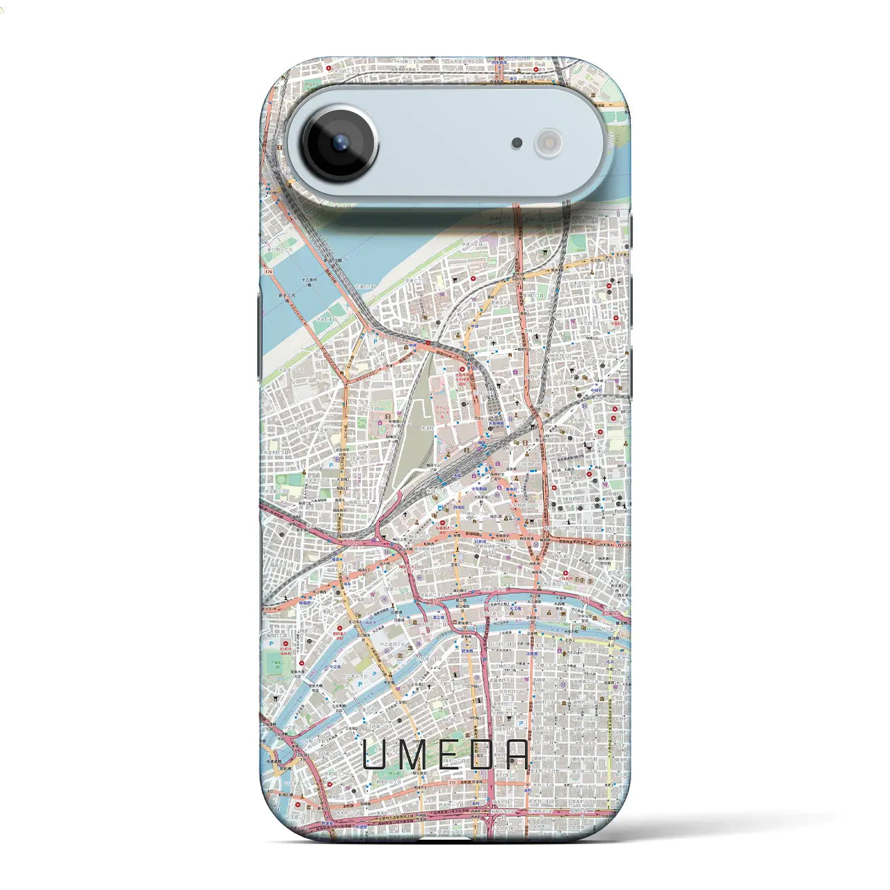 【梅田(大阪府)】地図柄iPhoneケース(バックカバータイプ)ブラック・iPhone 17 Pro Max 用