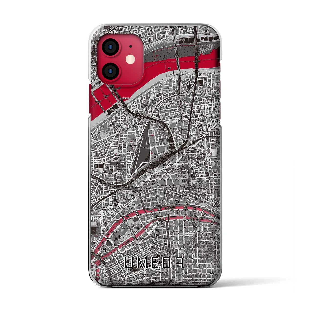 【梅田(大阪府)】地図柄iPhoneケース(クリアタイプ)