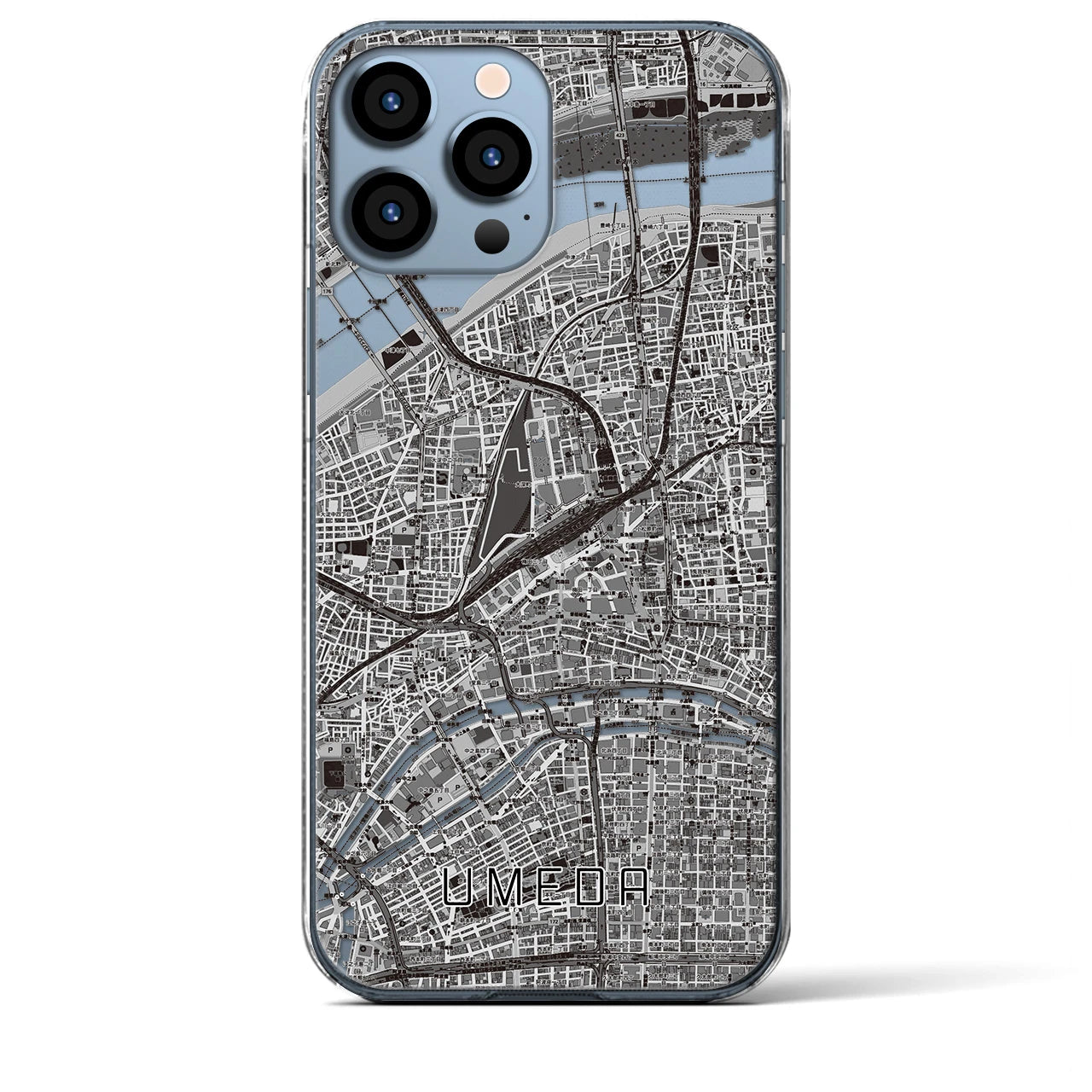 【梅田(大阪府)】地図柄iPhoneケース(クリアタイプ)