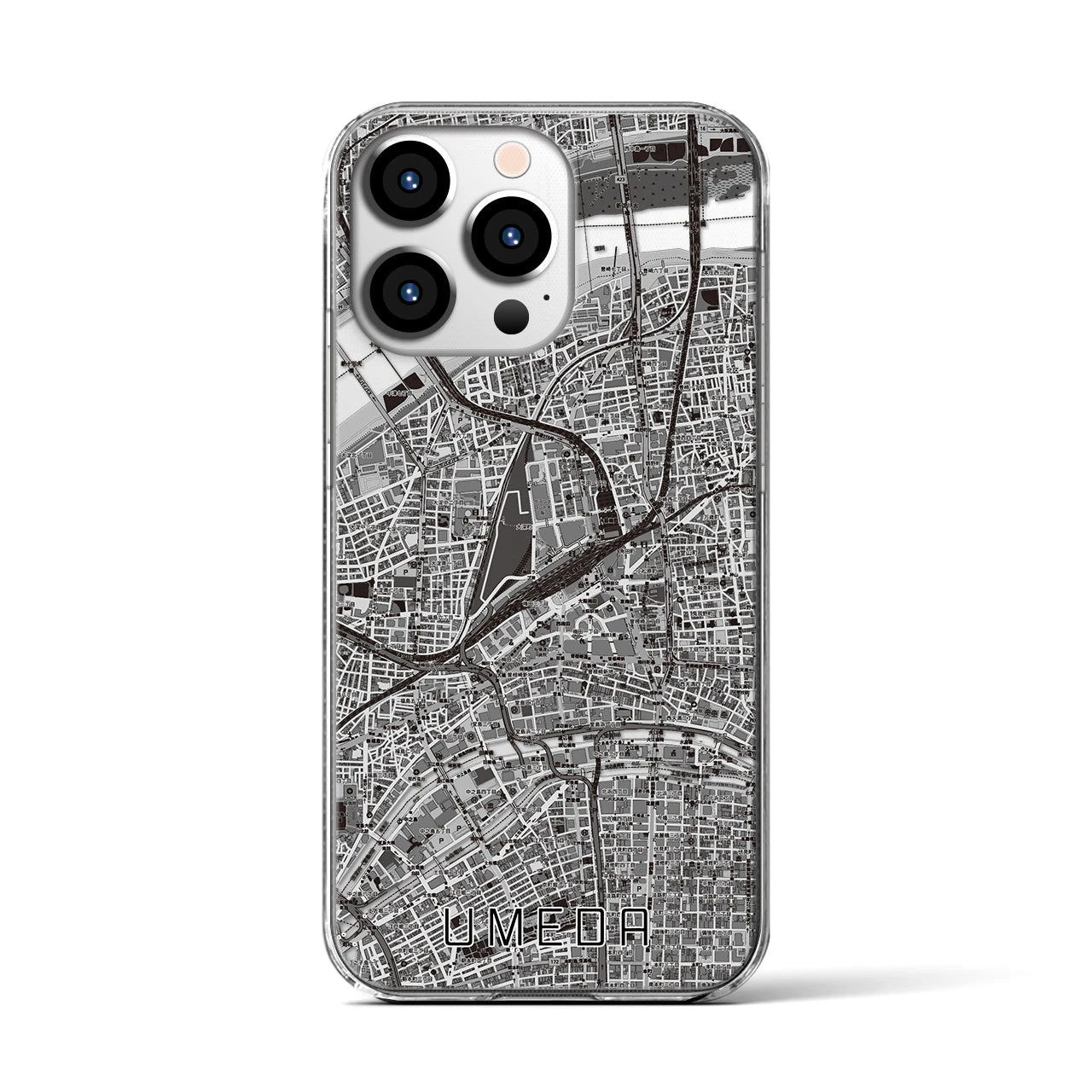 【梅田(大阪府)】地図柄iPhoneケース(クリアタイプ)