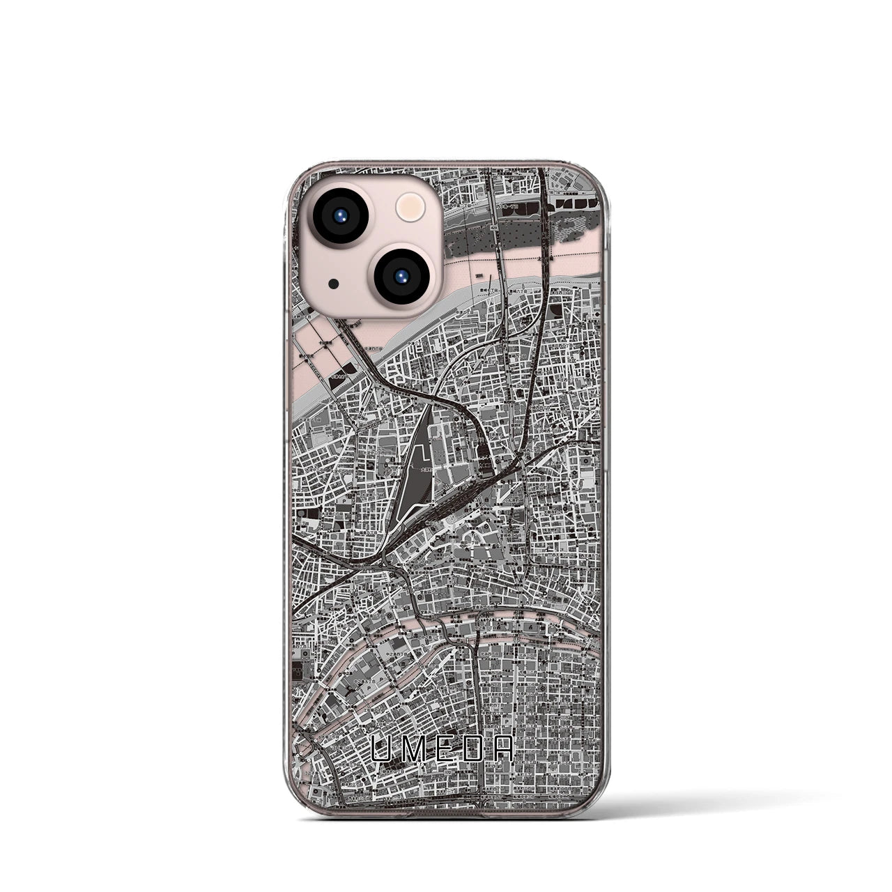 【梅田(大阪府)】地図柄iPhoneケース(クリアタイプ)