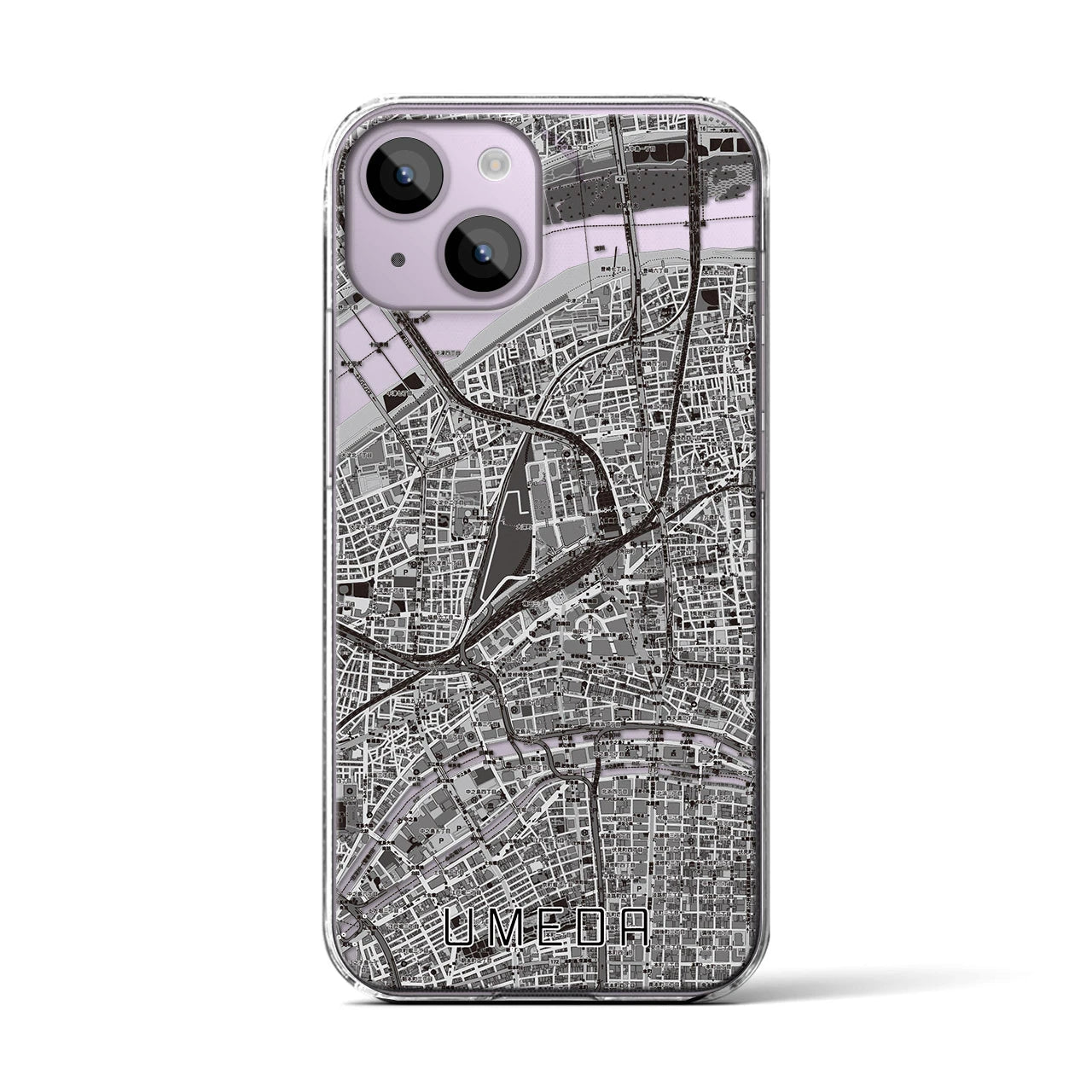 【梅田(大阪府)】地図柄iPhoneケース(クリアタイプ)