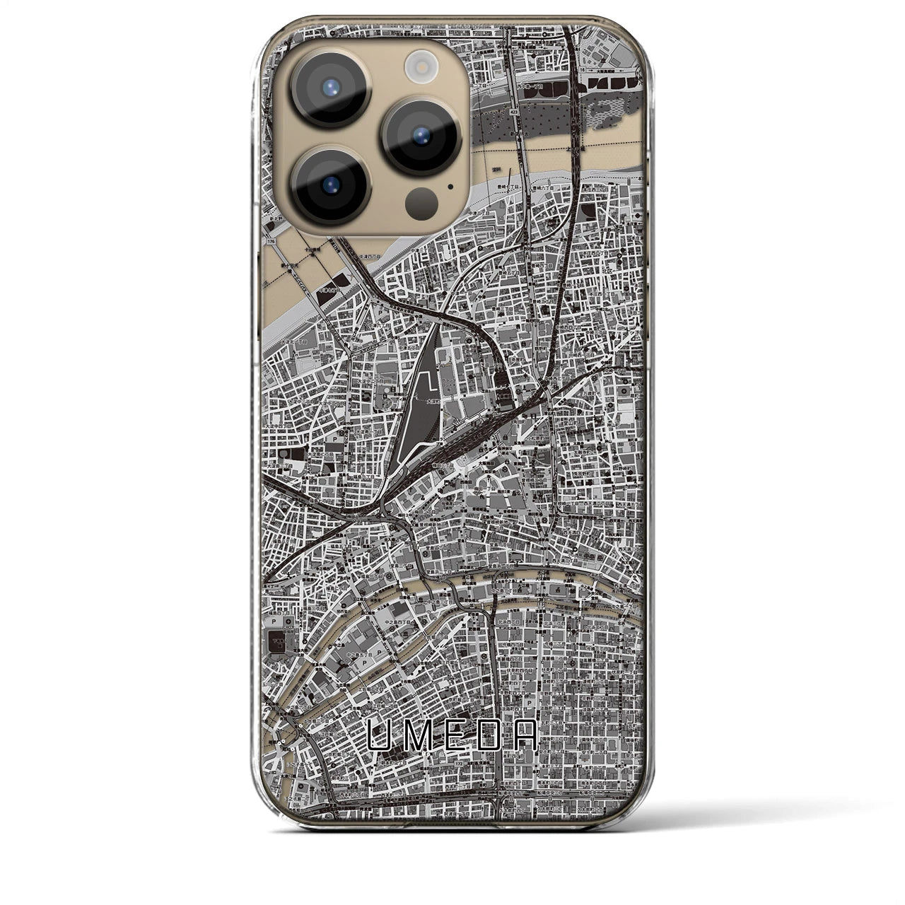 【梅田(大阪府)】地図柄iPhoneケース(クリアタイプ)
