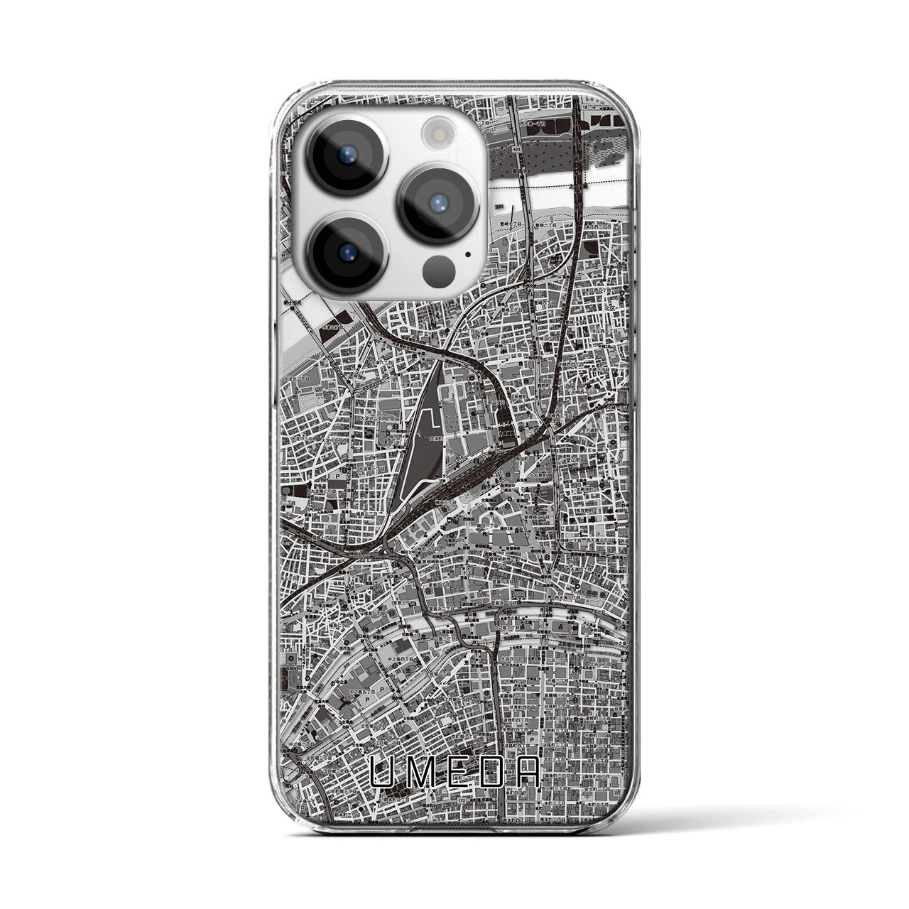 【梅田(大阪府)】地図柄iPhoneケース(クリアタイプ)