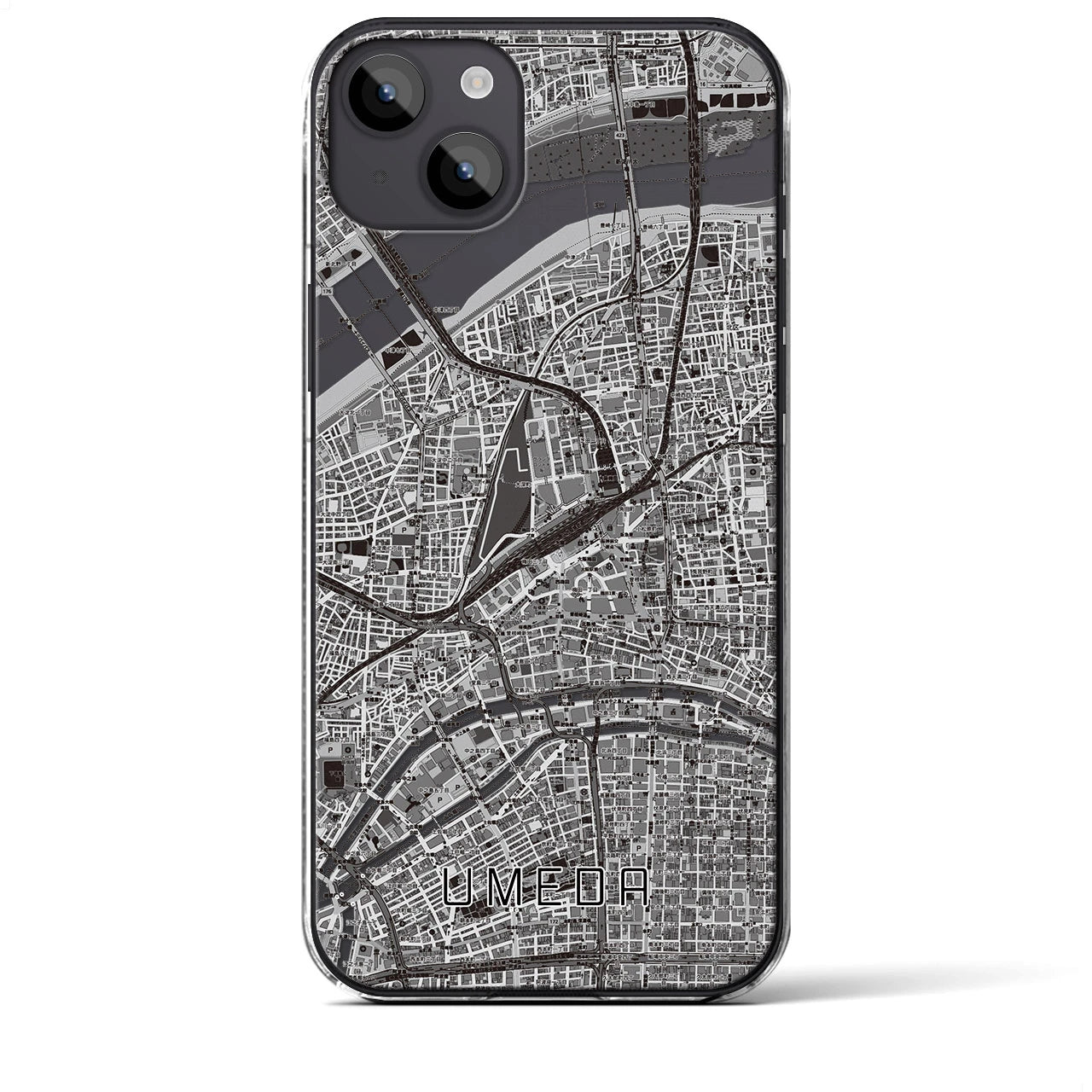 【梅田(大阪府)】地図柄iPhoneケース(クリアタイプ)