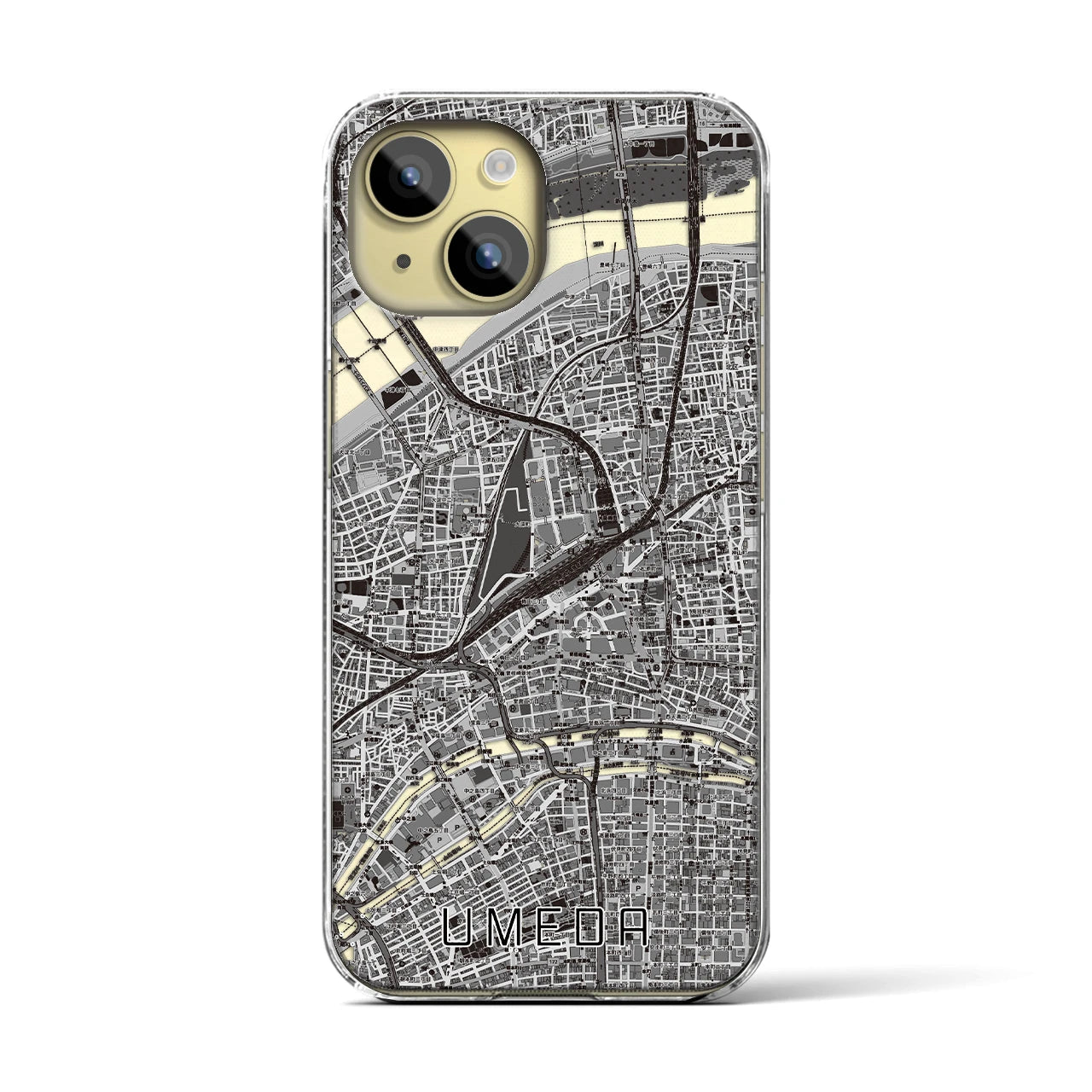 【梅田(大阪府)】地図柄iPhoneケース(クリアタイプ)