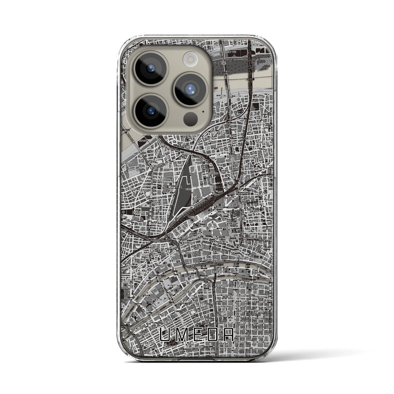 【梅田(大阪府)】地図柄iPhoneケース(クリアタイプ)