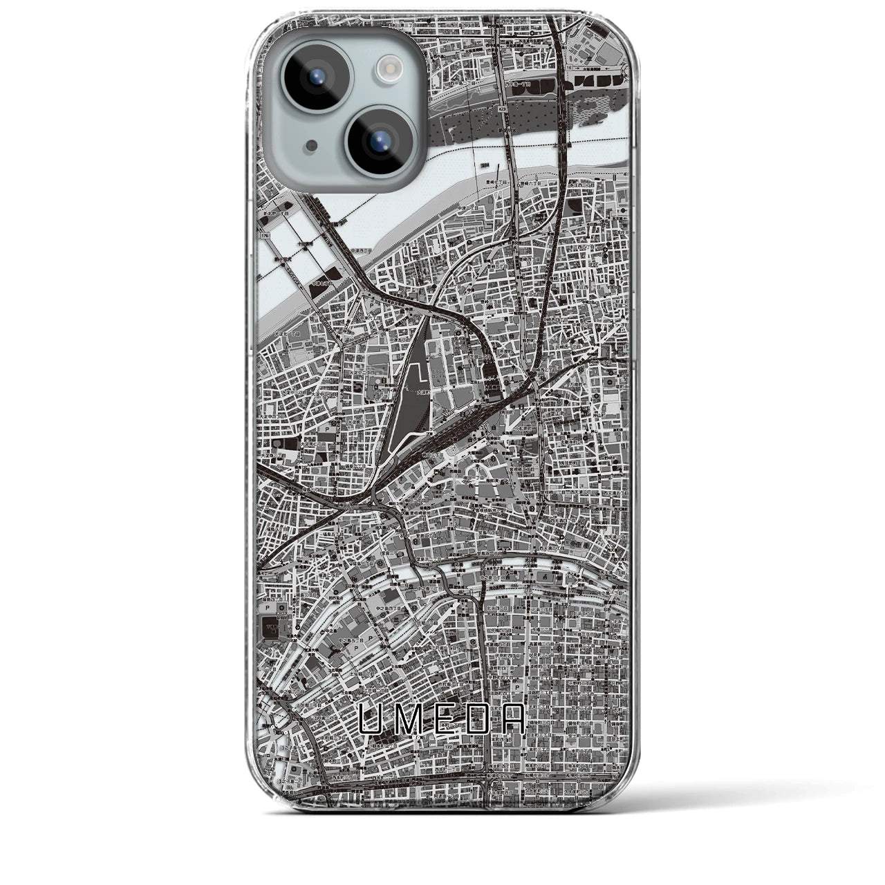 【梅田(大阪府)】地図柄iPhoneケース(クリアタイプ)