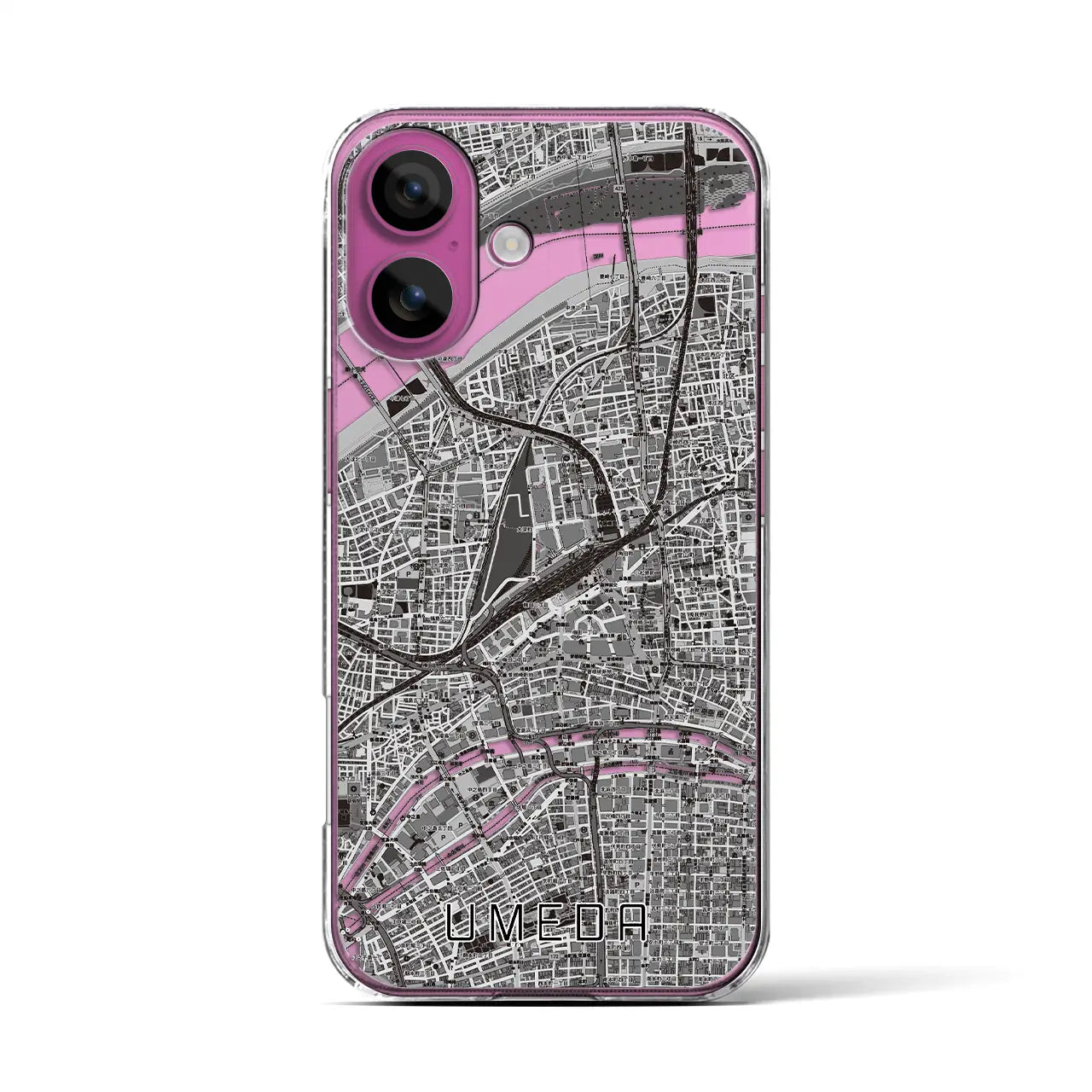 【梅田(大阪府)】地図柄iPhoneケース(クリアタイプ)