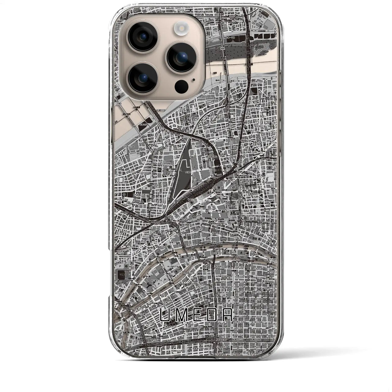 【梅田(大阪府)】地図柄iPhoneケース(クリアタイプ)