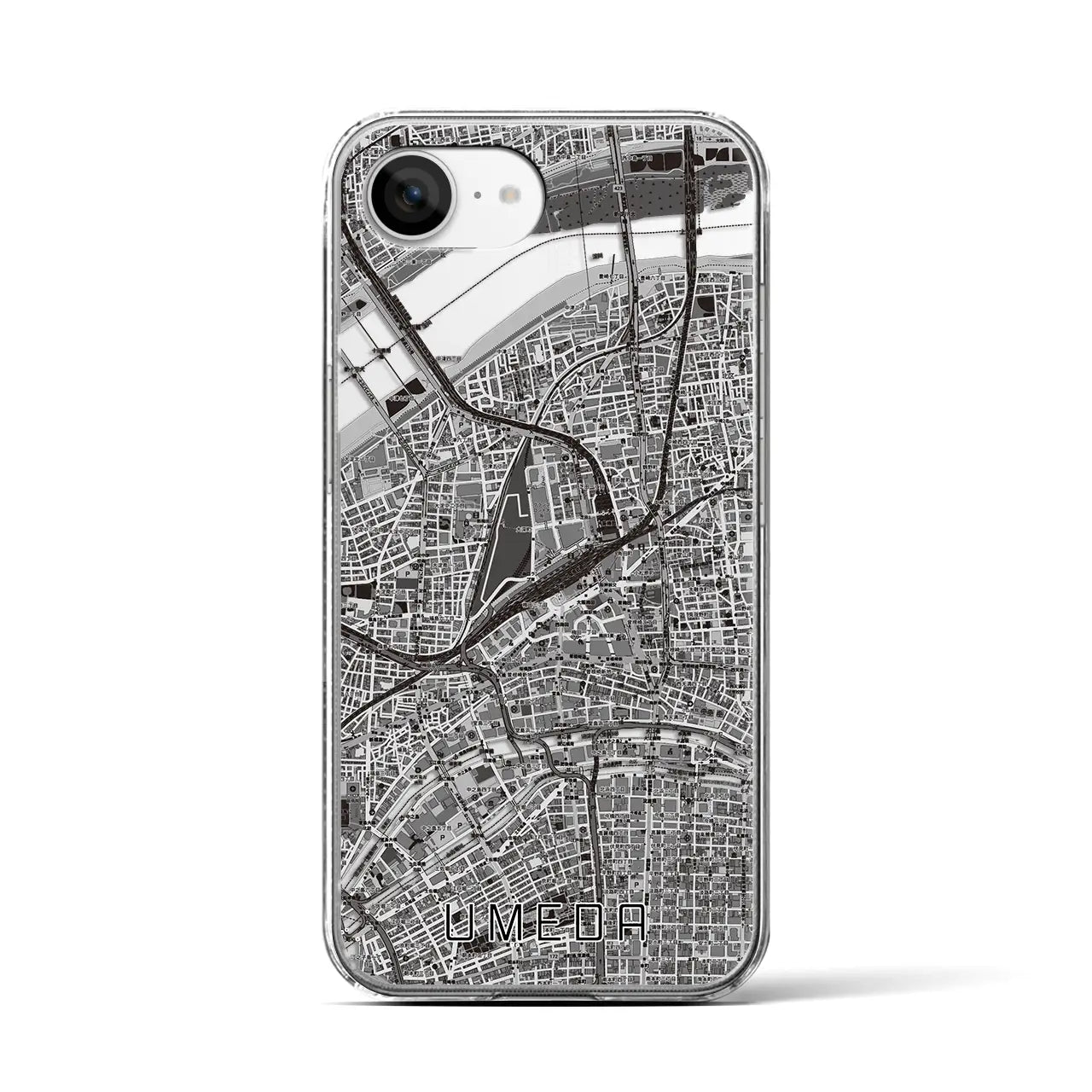 【梅田(大阪府)】地図柄iPhoneケース(クリアタイプ)