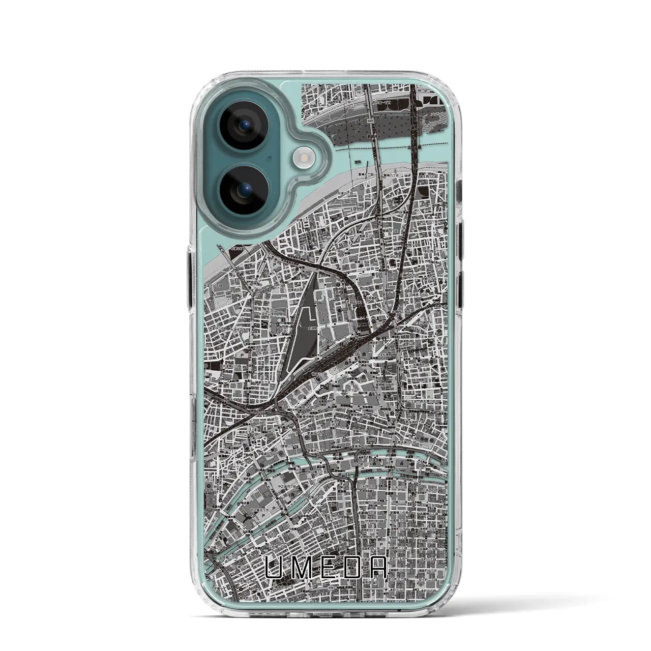 【梅田(大阪府)】地図柄iPhoneケース(MagSafeタイプ)モノトーン・iPhone 16 Pro 用