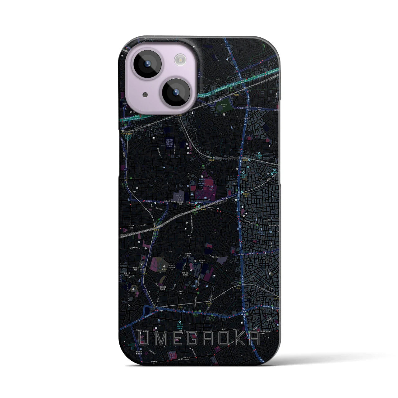 【梅ヶ丘(東京都)】地図柄iPhoneケース(バックカバータイプ)