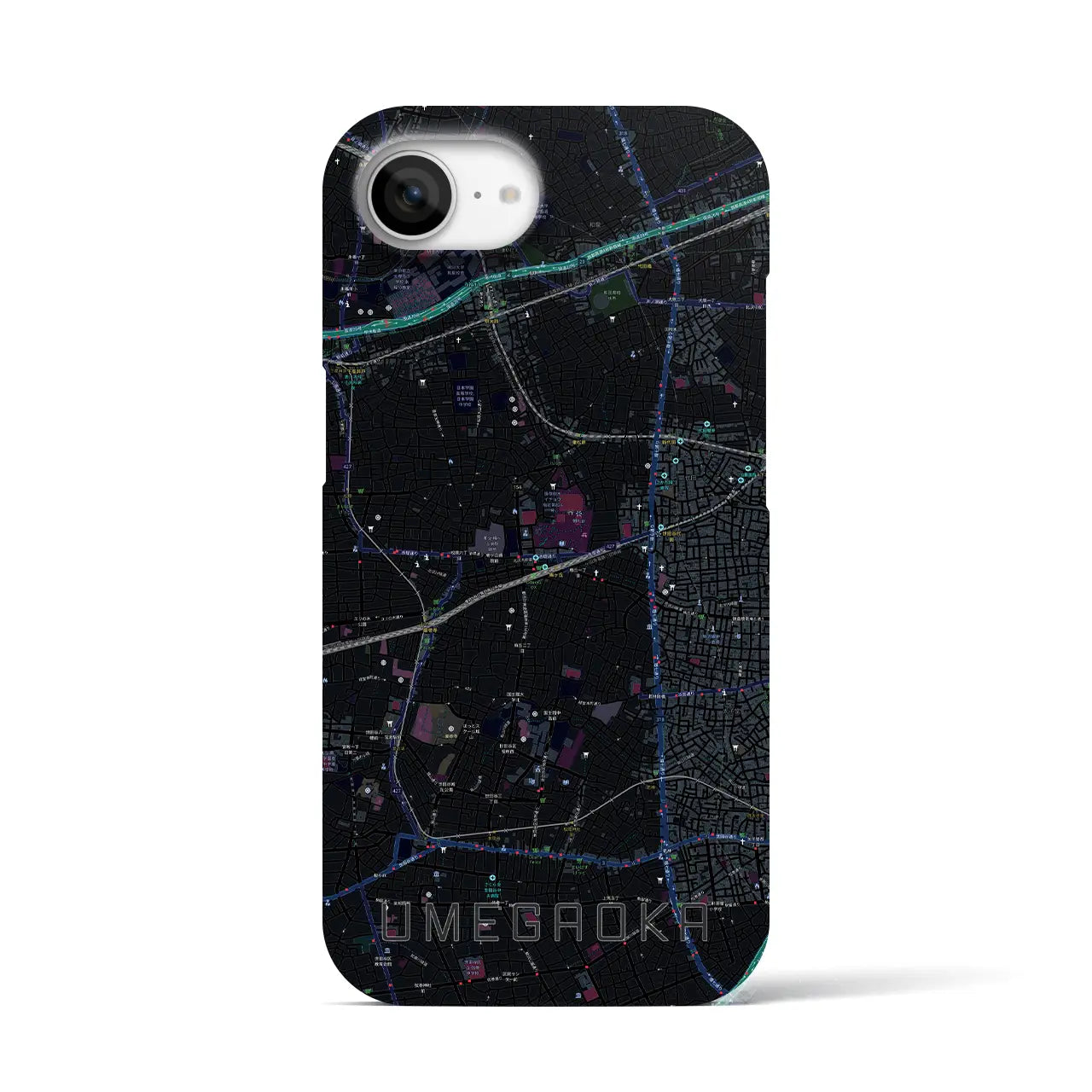 【梅ヶ丘(東京都)】地図柄iPhoneケース(バックカバータイプ)