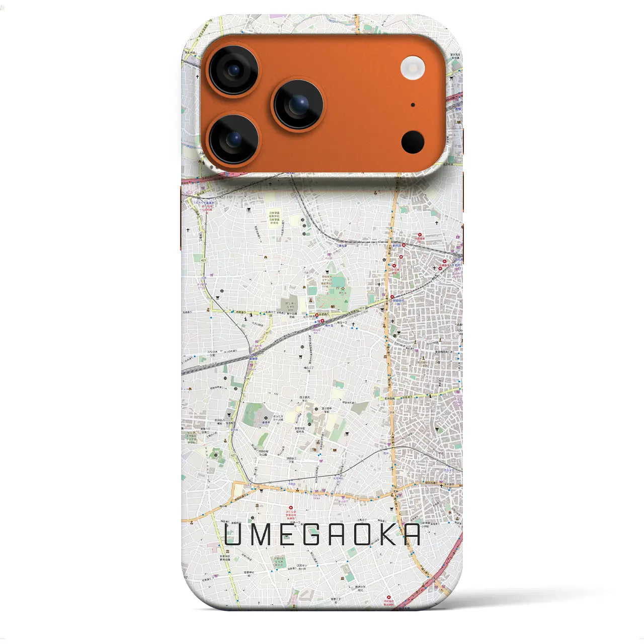 【梅ヶ丘(東京都)】地図柄iPhoneケース(バックカバータイプ)ブラック・iPhone 17 Pro Max 用