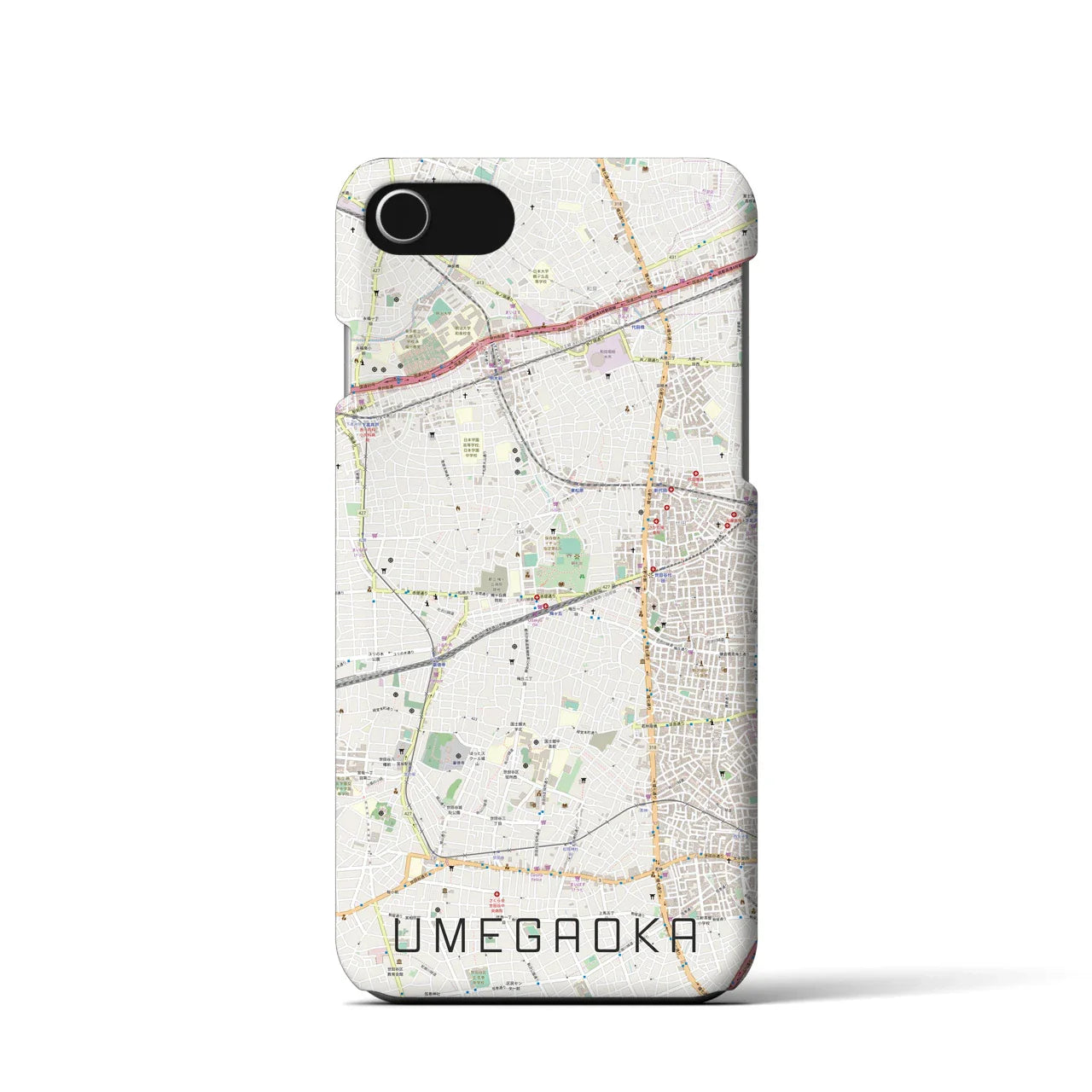 【梅ヶ丘(東京都)】地図柄iPhoneケース(バックカバータイプ)
