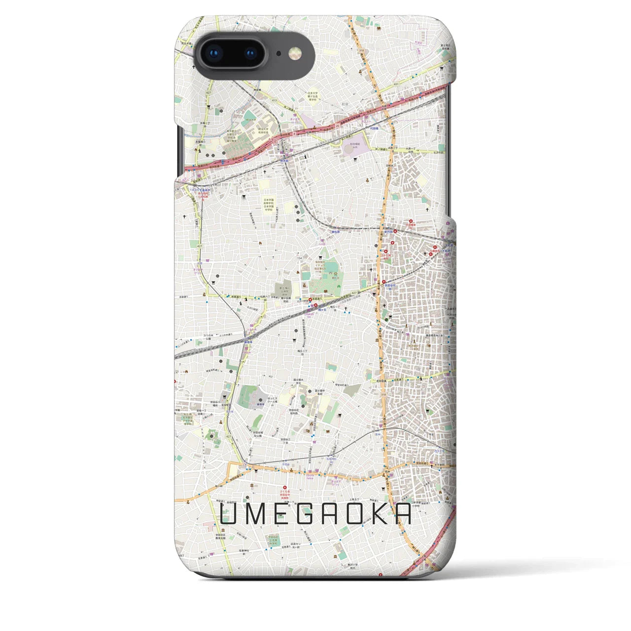【梅ヶ丘(東京都)】地図柄iPhoneケース(バックカバータイプ)