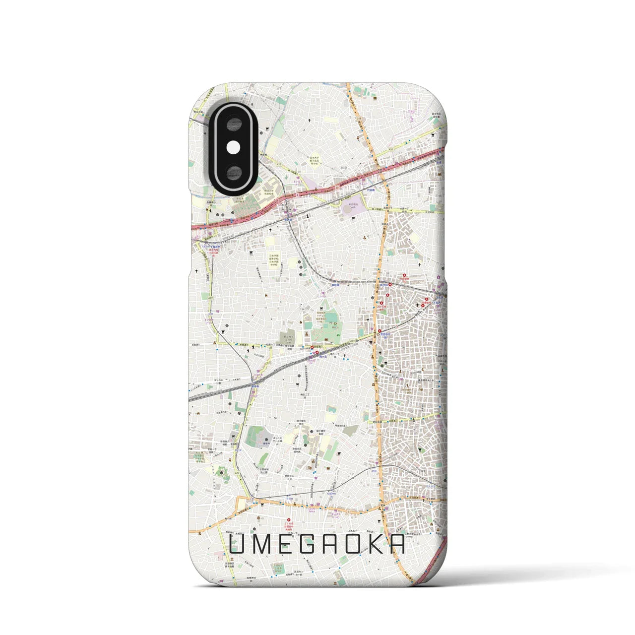 【梅ヶ丘(東京都)】地図柄iPhoneケース(バックカバータイプ)