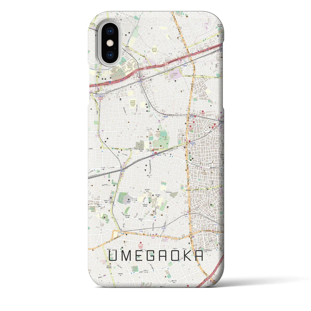 【梅ヶ丘(東京都)】地図柄iPhoneケース(バックカバータイプ)