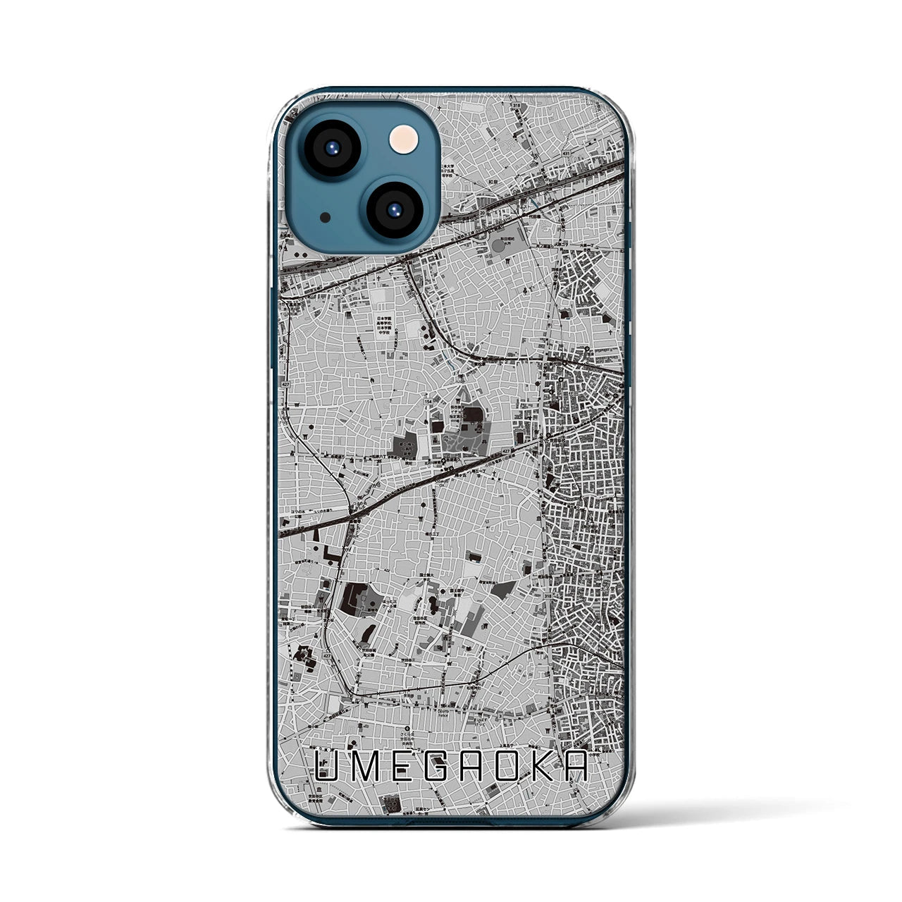 【梅ヶ丘(東京都)】地図柄iPhoneケース(クリアタイプ)