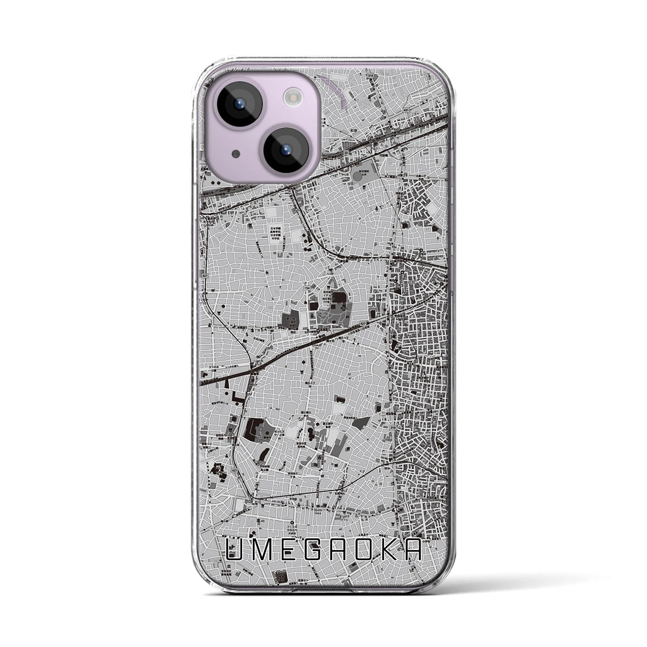 【梅ヶ丘(東京都)】地図柄iPhoneケース(クリアタイプ)