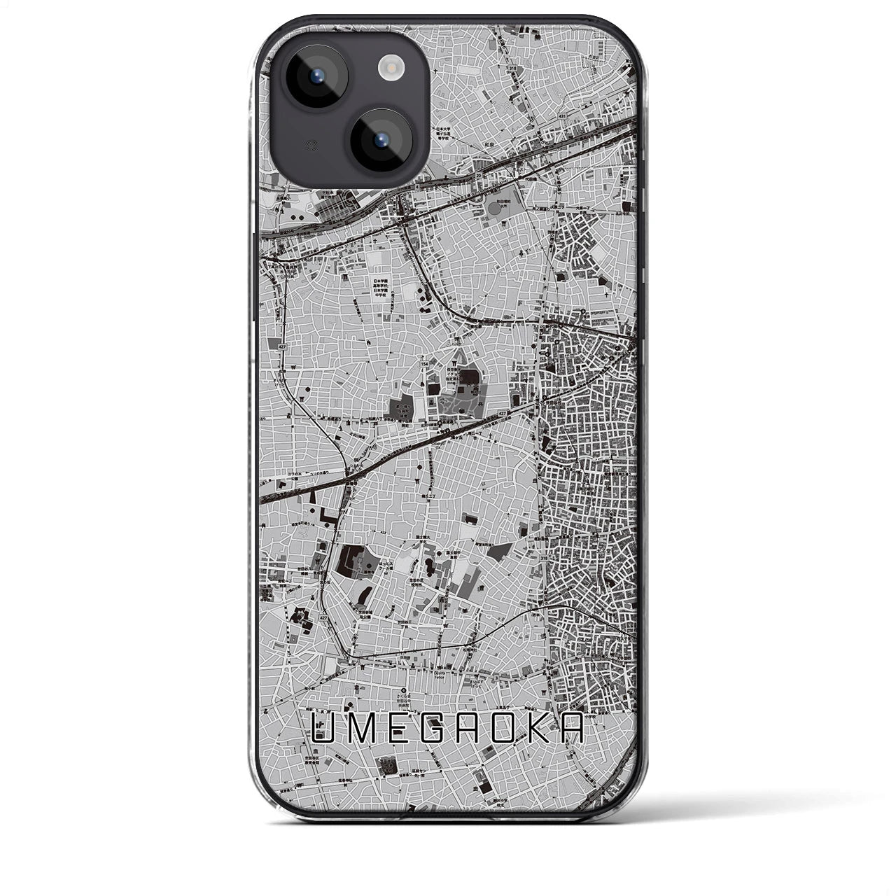 【梅ヶ丘(東京都)】地図柄iPhoneケース(クリアタイプ)