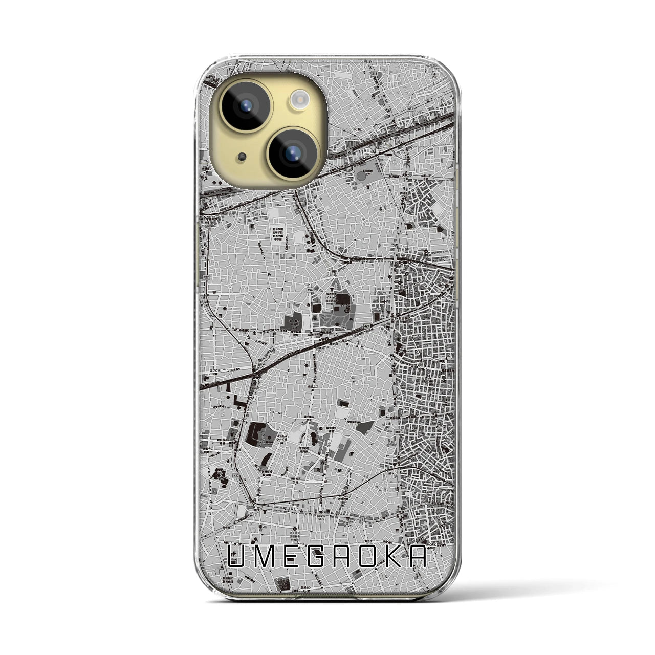 【梅ヶ丘(東京都)】地図柄iPhoneケース(クリアタイプ)