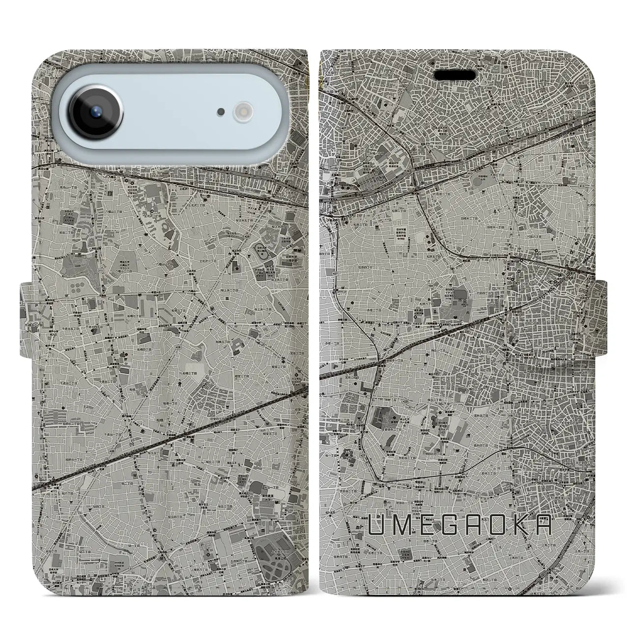 【梅ヶ丘(東京都)】地図柄iPhoneケース(手帳タイプ)