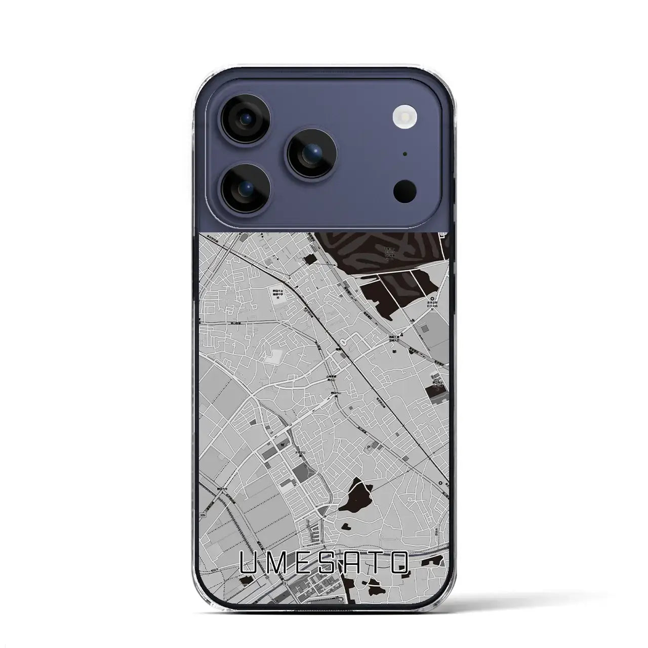 【梅郷(千葉県)】地図柄iPhoneケース(クリアタイプ)モノトーン・iPhone 17 Pro Max 用