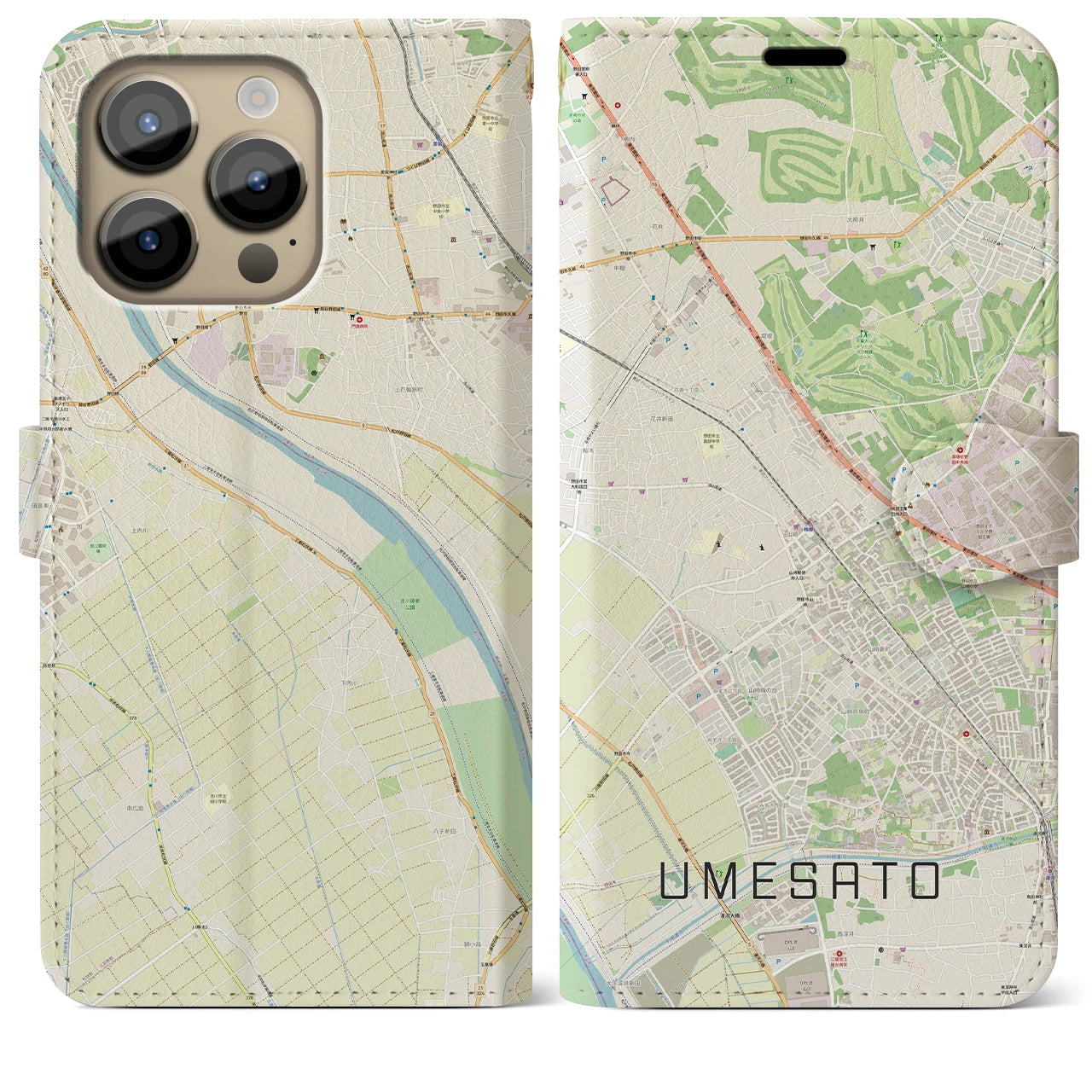 【梅郷(千葉県)】地図柄iPhoneケース(手帳タイプ)