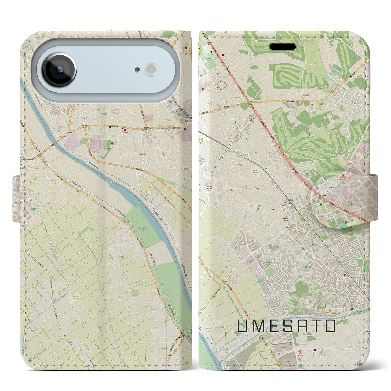 【梅郷(千葉県)】地図柄iPhoneケース(手帳タイプ)