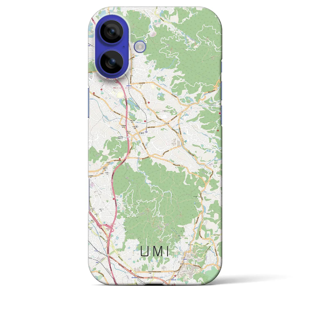 【宇美(福岡県)】地図柄iPhoneケース(バックカバータイプ)ナチュラル・iPhone 16 Pro Max 用