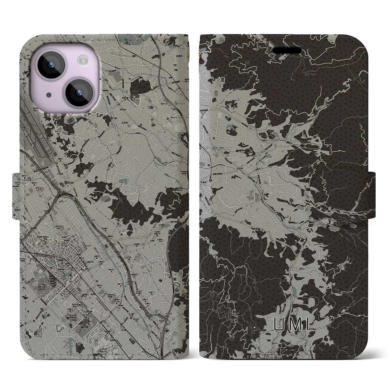 【宇美(福岡県)】地図柄iPhoneケース(手帳タイプ)