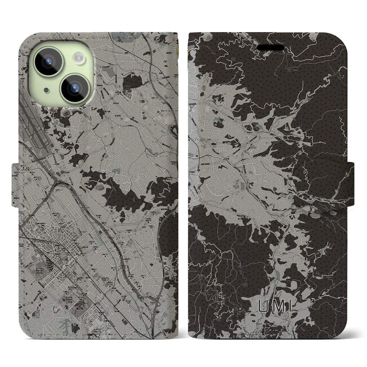 【宇美(福岡県)】地図柄iPhoneケース(手帳タイプ)