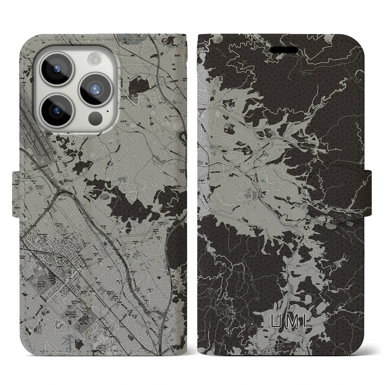 【宇美(福岡県)】地図柄iPhoneケース(手帳タイプ)