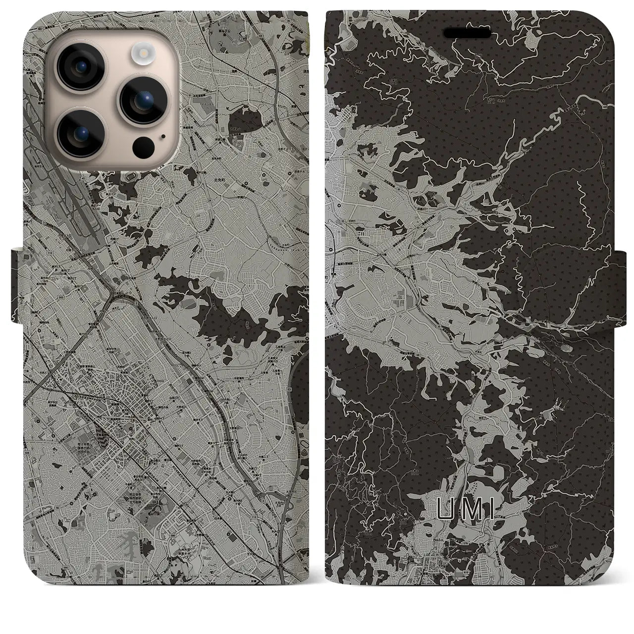 【宇美(福岡県)】地図柄iPhoneケース(手帳タイプ)