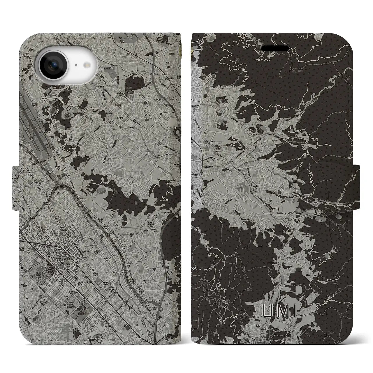 【宇美(福岡県)】地図柄iPhoneケース(手帳タイプ)