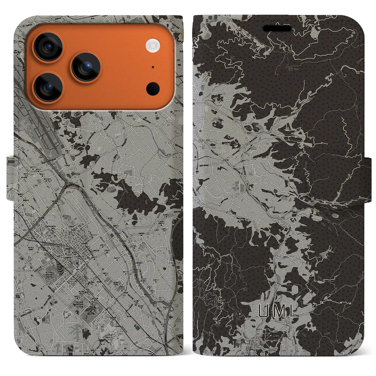 【宇美(福岡県)】地図柄iPhoneケース(手帳タイプ)