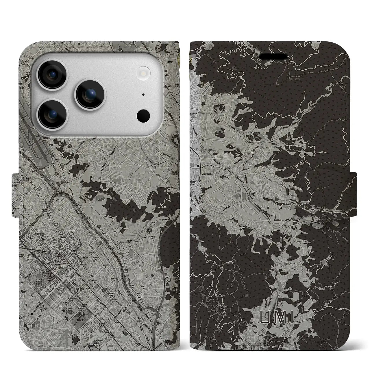 【宇美(福岡県)】地図柄iPhoneケース(手帳タイプ)