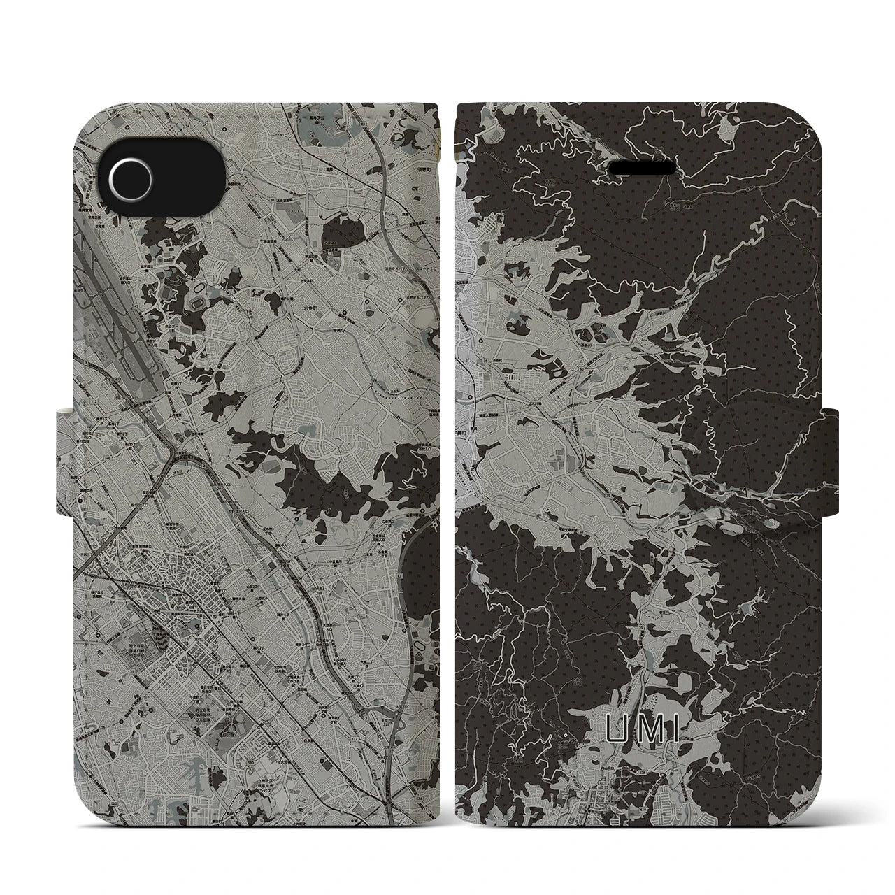 【宇美(福岡県)】地図柄iPhoneケース(手帳タイプ)