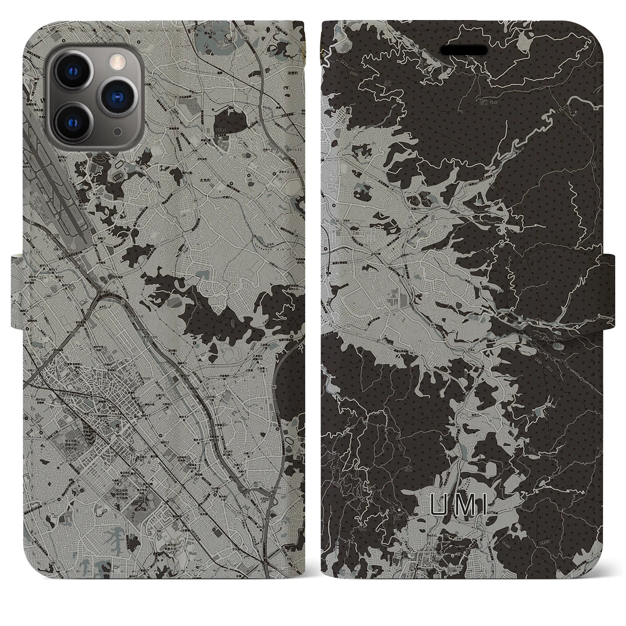 【宇美(福岡県)】地図柄iPhoneケース(手帳タイプ)