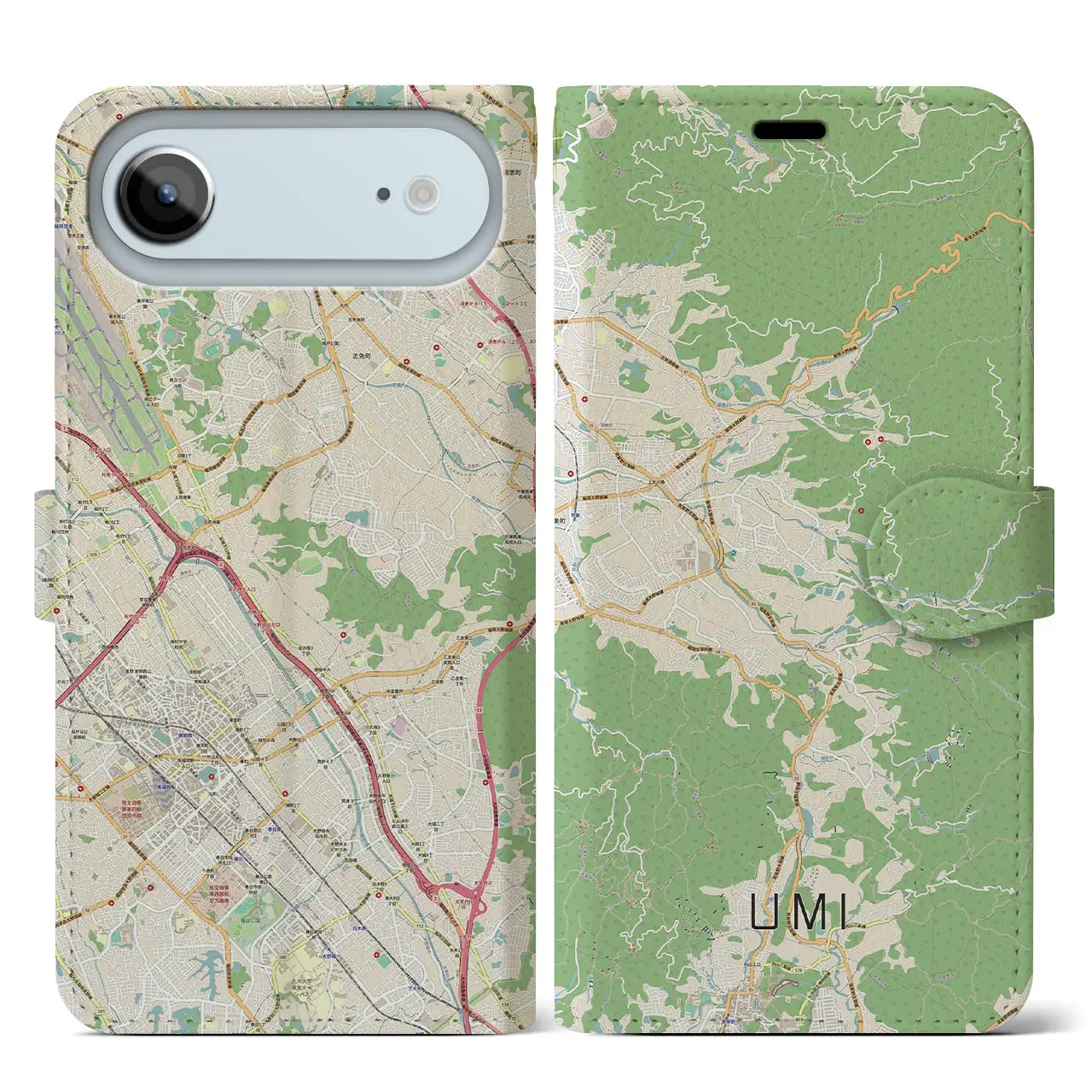 【宇美(福岡県)】地図柄iPhoneケース(手帳タイプ)